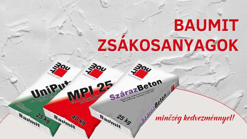 Baumit zsákosanyag akció – alapanyagok kedvező áron!